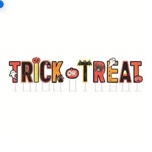 Trick-or-Treat Plastic Yard Signs with Metal Stakes